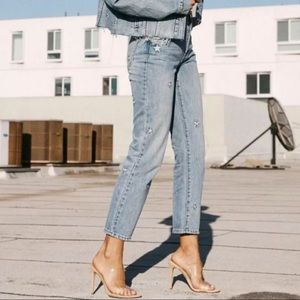 BRAND NEW! Charlie Embroidered Star Straight-Leg Jeans in Supernova